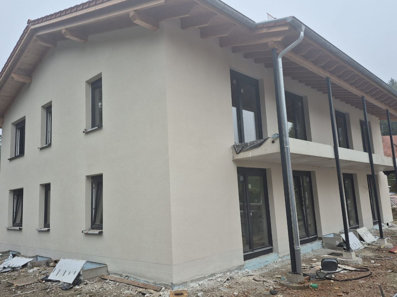 Baustelle mit fertiger Putzoberfläche